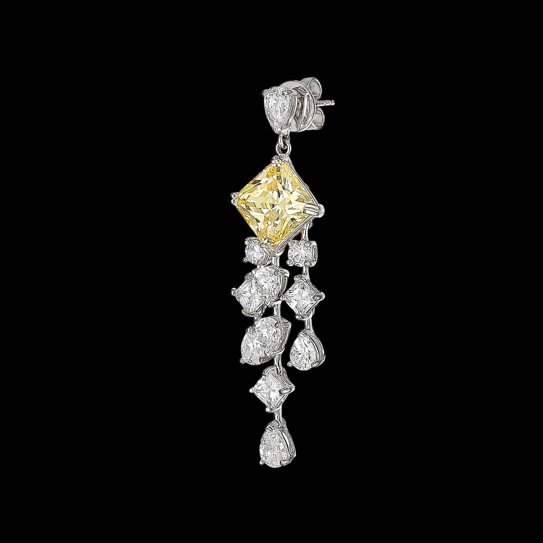 Asscher Canary Earrings, Earring, Anabela Chan Joaillerie - Fine jewelry with laboratory grown and created gemstones hand-crafted in the United Kingdom. Anabela Chan Joaillerie is the first fine jewellery brand in the world to champion laboratory-grown and created gemstones with high jewellery design, artisanal craftsmanship and a focus on ethical and sustainable innovations.